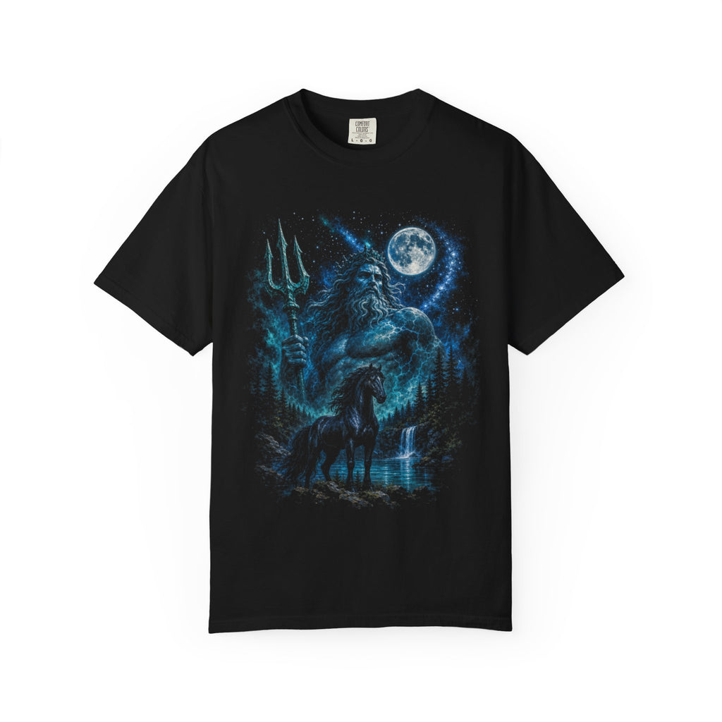 Neptune Moonlight — Mythic Sea God Poseidon Trident and the Obsidian Mare Graphic Tee T-Shirt