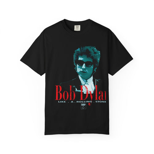 Bob Dylan “Like a Rolling Stone” Vintage Halftone Graphic Tee | Retro Music Tribute Unisex Garment-Dyed T-shirt