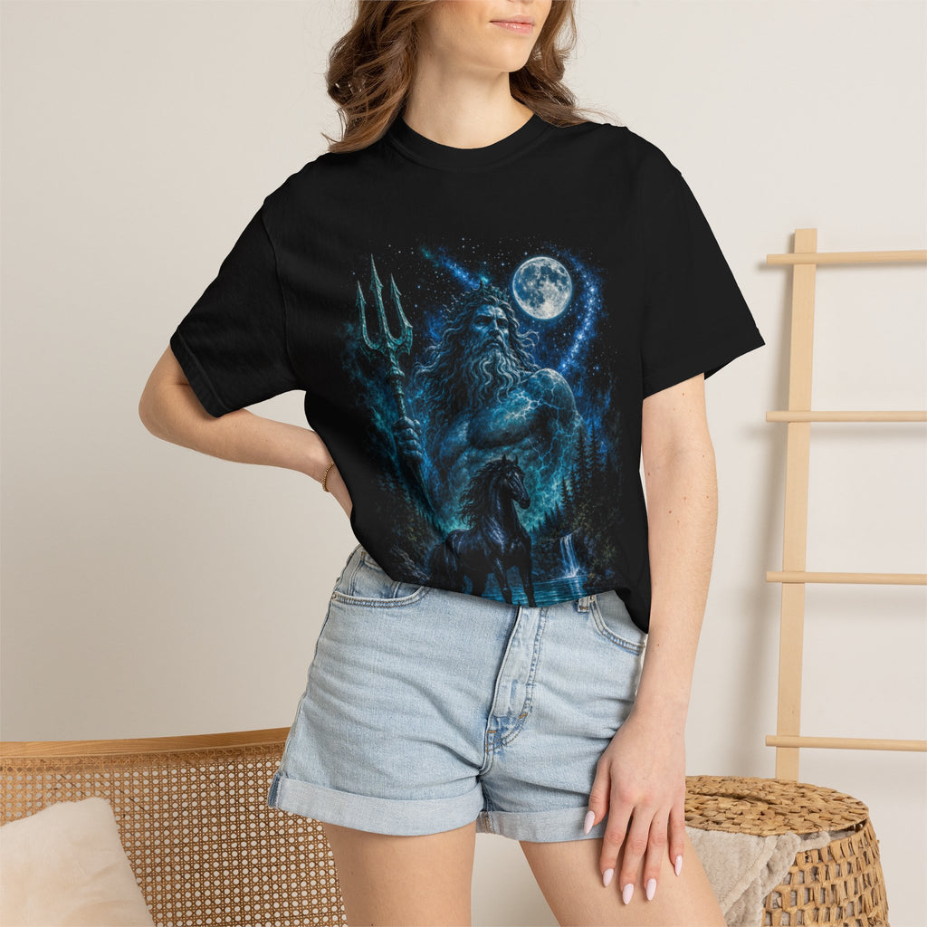 Neptune Moonlight — Mythic Sea God Poseidon Trident and the Obsidian Mare Graphic Tee T-Shirt