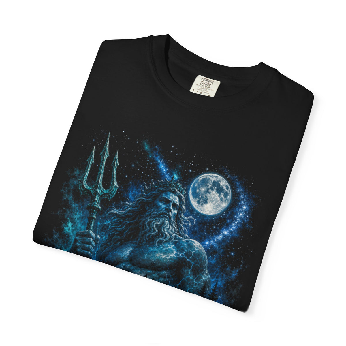 Neptune Moonlight — Mythic Sea God Poseidon Trident and the Obsidian Mare Graphic Tee T-Shirt