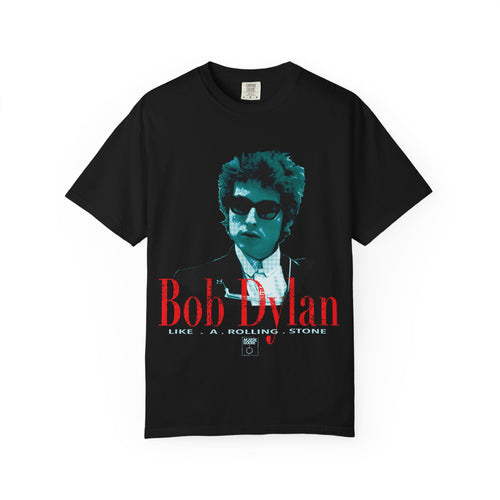 Bob Dylan “Like a Rolling Stone” Vintage Halftone Graphic Tee | Retro Music Tribute Unisex Garment-Dyed T-shirt